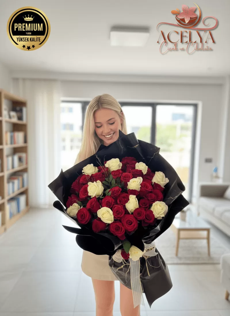 Kırmızı – Beyaz Gül Dev Buket