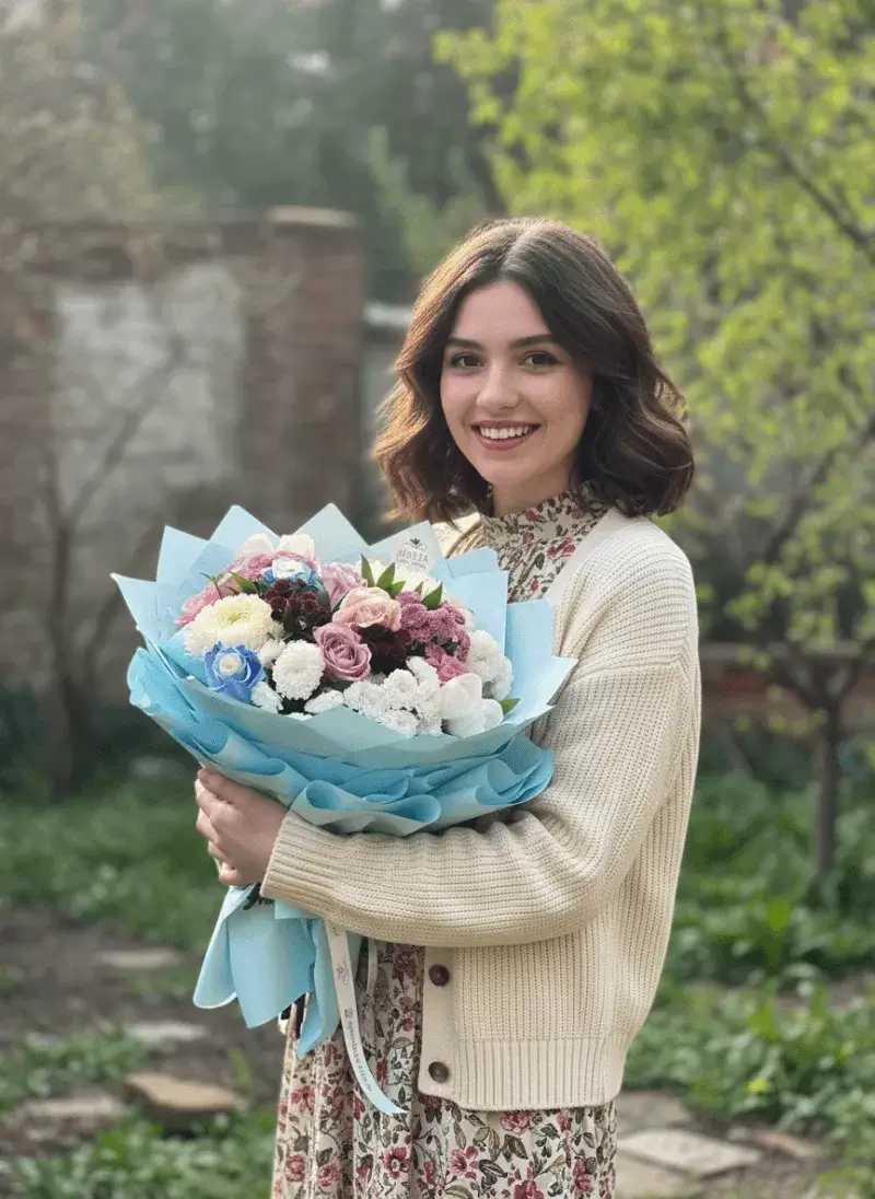 Pastel Renkli Çiçek Buketi