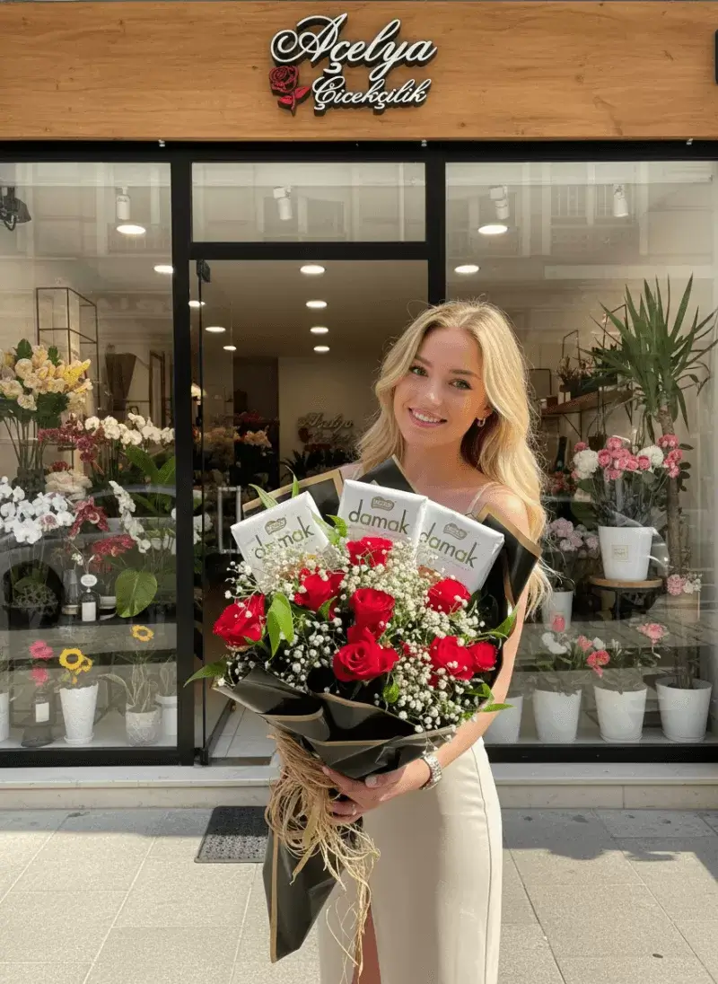 Damak Çikolatalı Gül Buketi