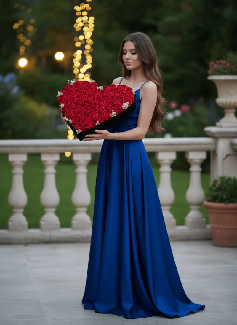 Kalp Siyah Kutu Gül Aranjmanı