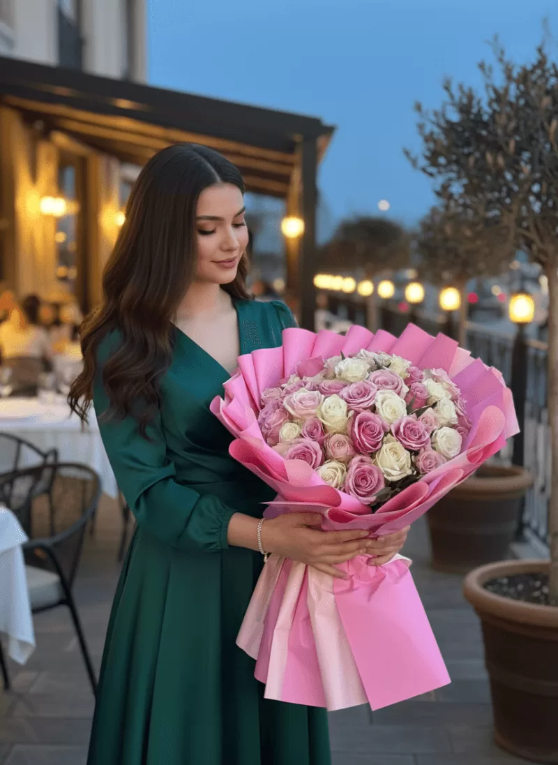 Pembe – Krem Elite Gül Buketi