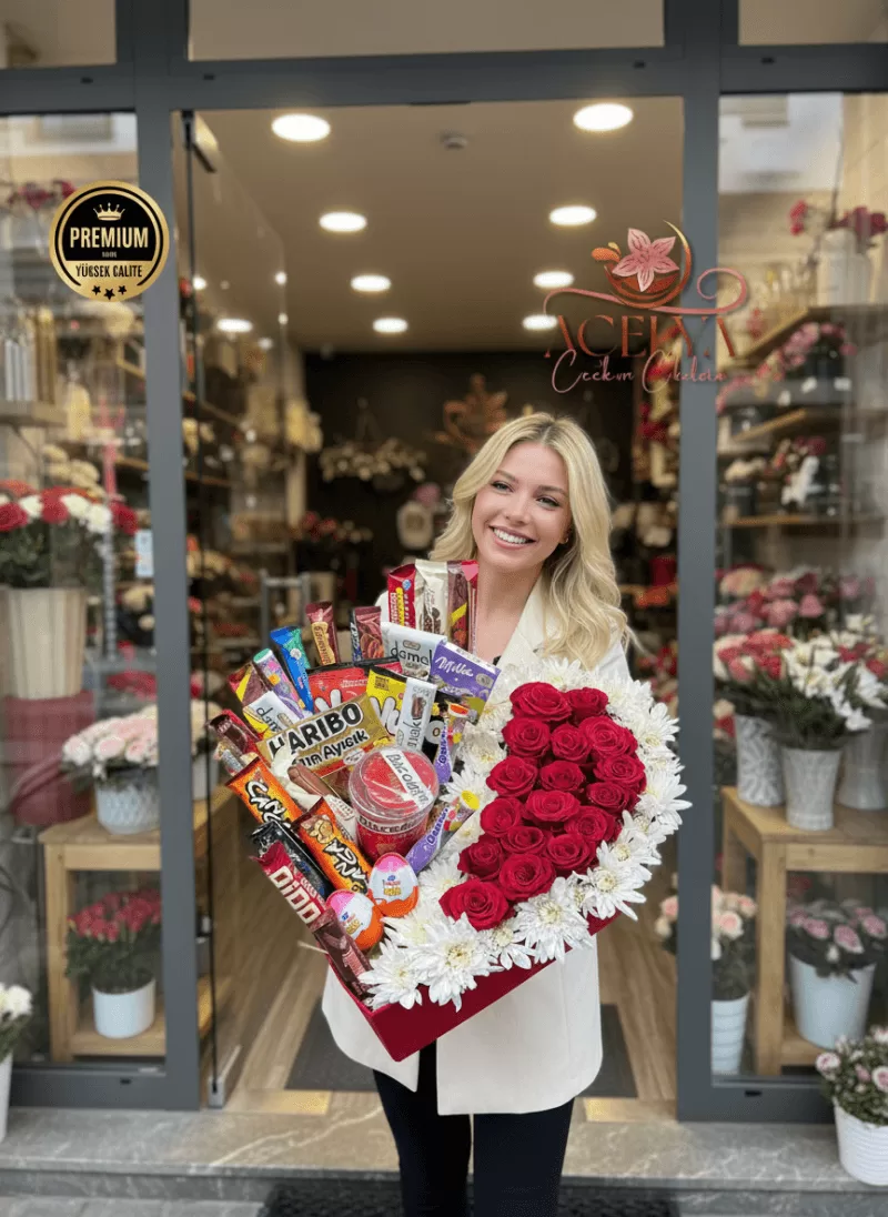 Atıştırmalık & Gül Tasarım Aranjman – Premium