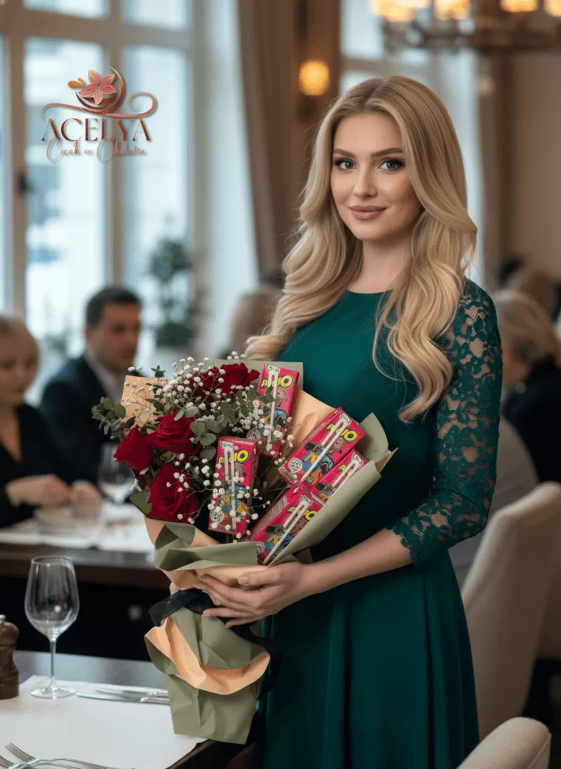 Kırmızı Gül & Çikolata Buketi