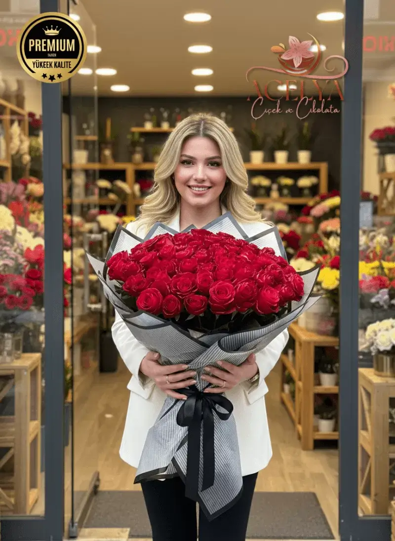 Mega 101 Kırmızı Gül Premium Buket
