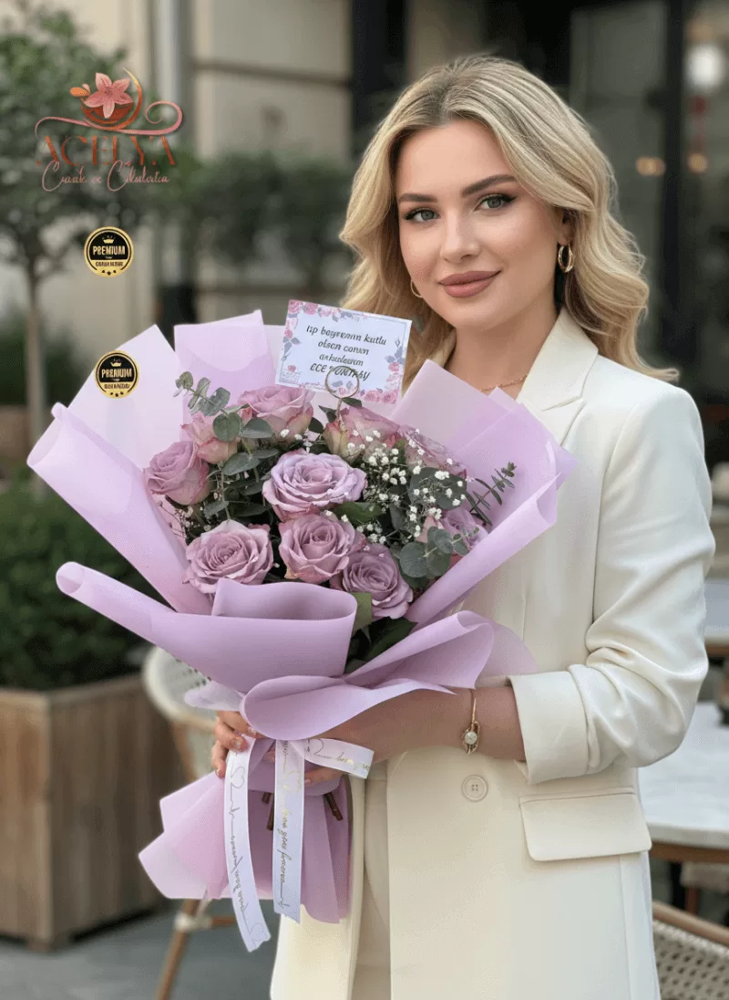 Lila Premium Gül Buketi