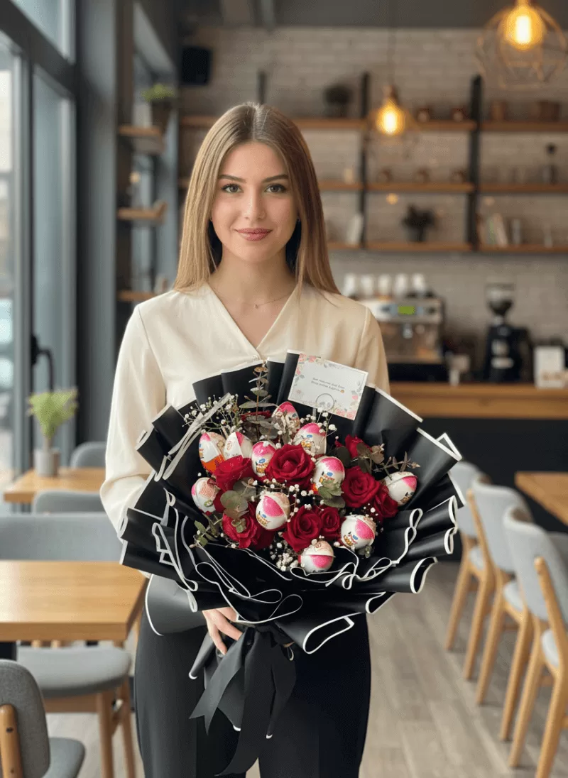 Kinder Sürprizli Gül Buketi – Black Edition