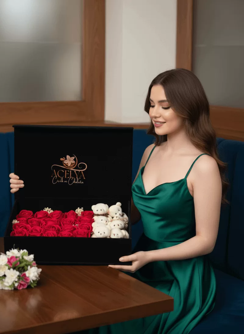 Ayıcıklı Rosebox – Mini Sevimli Aşk Kutusu