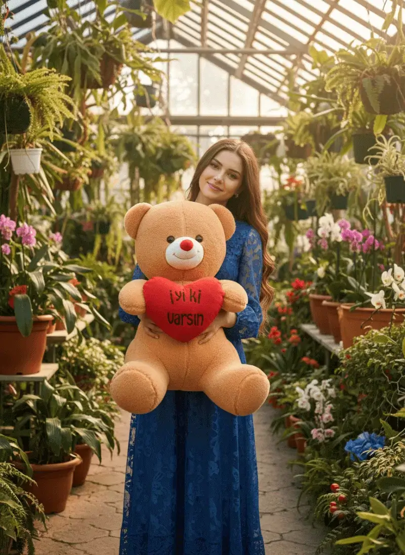 Kalpli Mesajlı Kahverengi Ayıcık