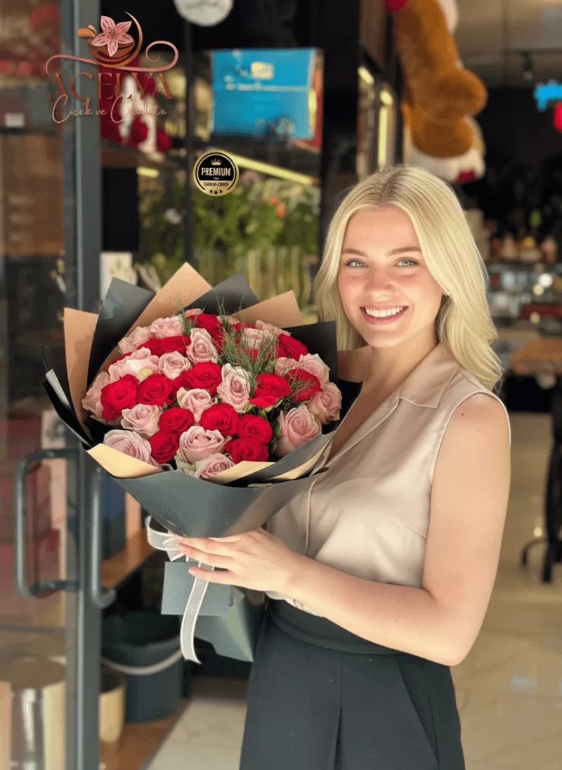 Kırmızı & Pembe Gül Buketi
