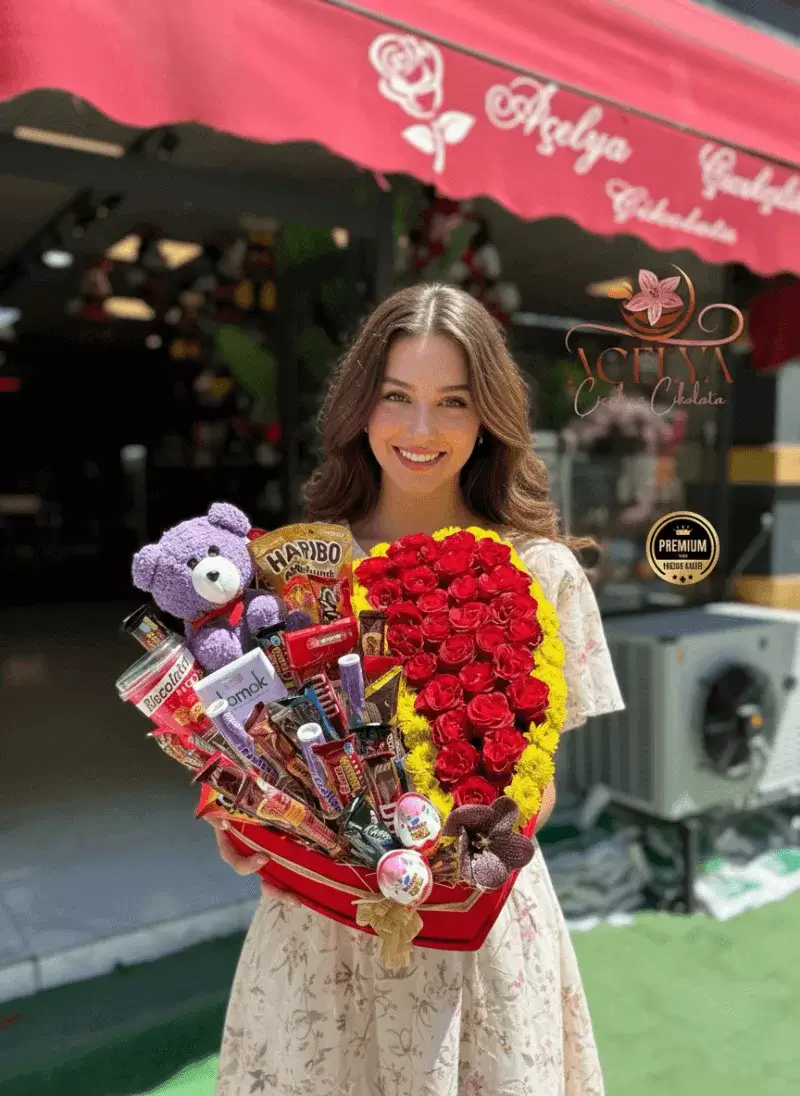 Kalpli Çikolata & Gül Aranjmanı