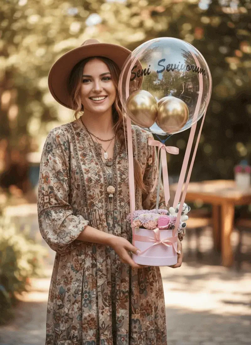 Seni Seviyorum Balonlu Kutu Aranjman