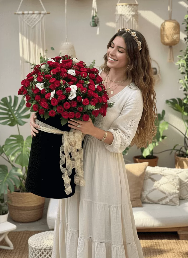 Aşkın İmzası – Dev Kırmızı Gül Silindir Kutu