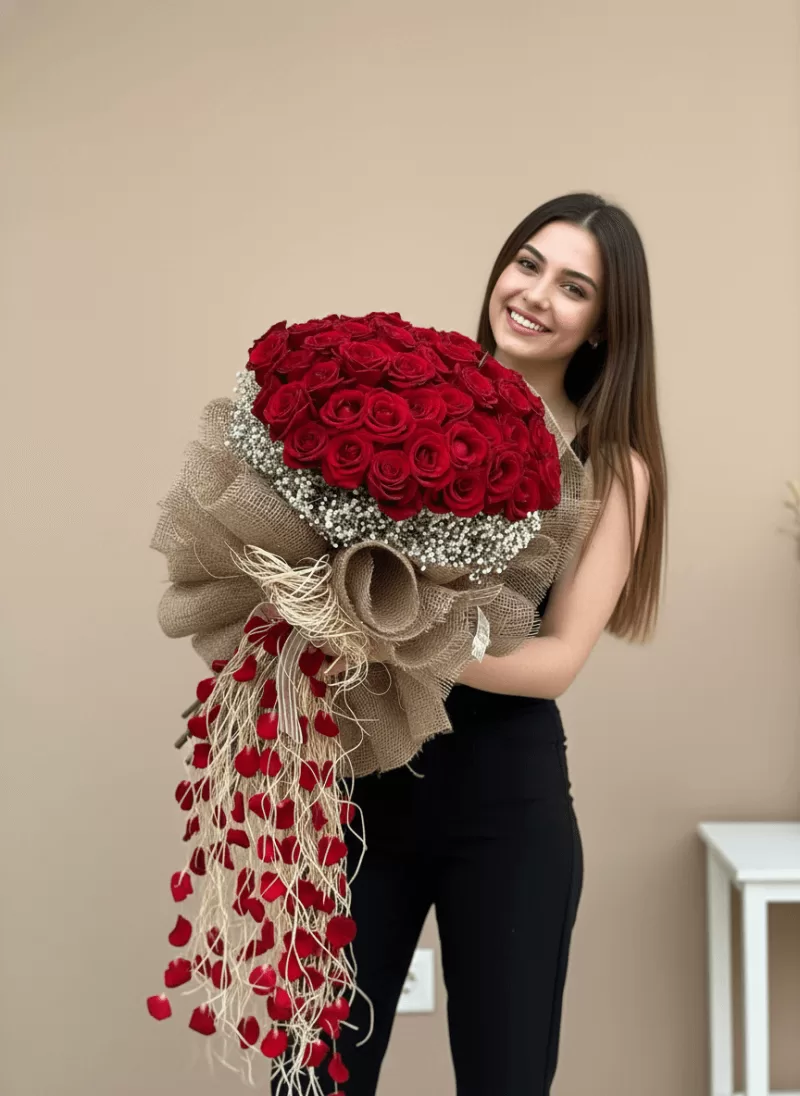 Kırmızı Tutku Dev Gül Buketi (Sarkıt Tasarım)