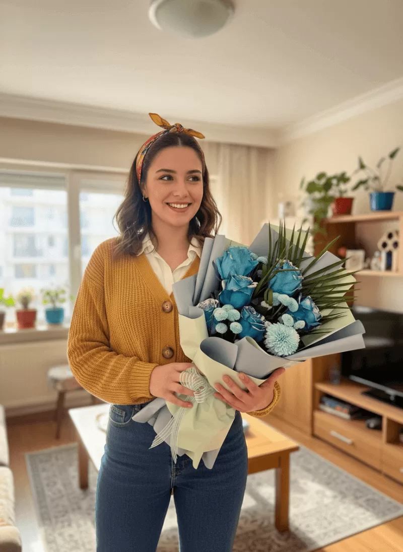 Mavi Düşler Premium Gül Buketi