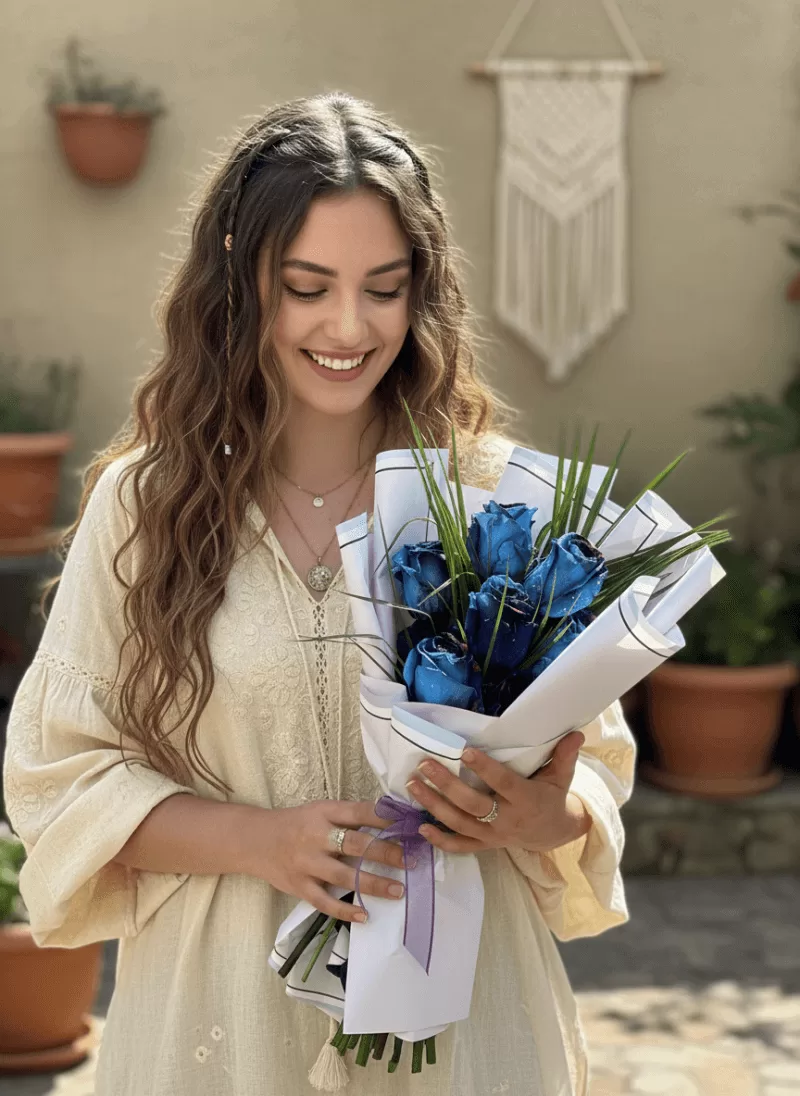 Mavi Tutku Gül Buketi