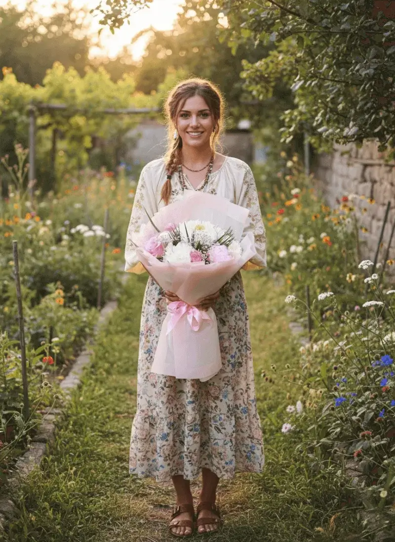 Bahçe Esintisi Pastel Buket (Doğal Seri)