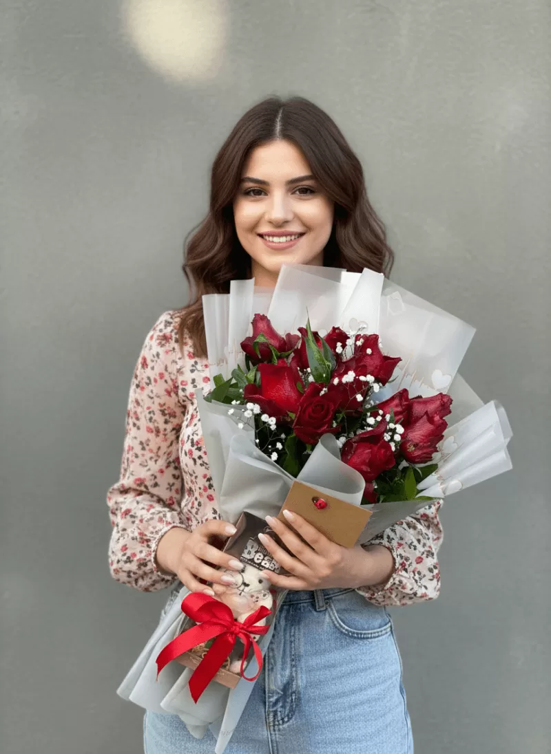 Kırmızı Aşk Gülü Buketi