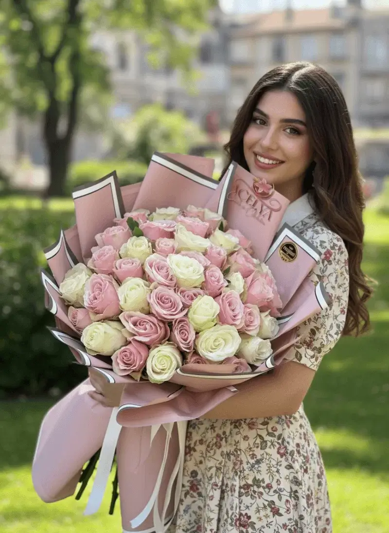 Pudra Tonlu Dev Gül Buketi (Açelya Özel)