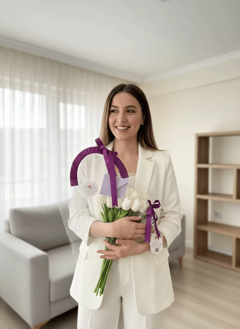 Mor Zarafet Lale Buketi