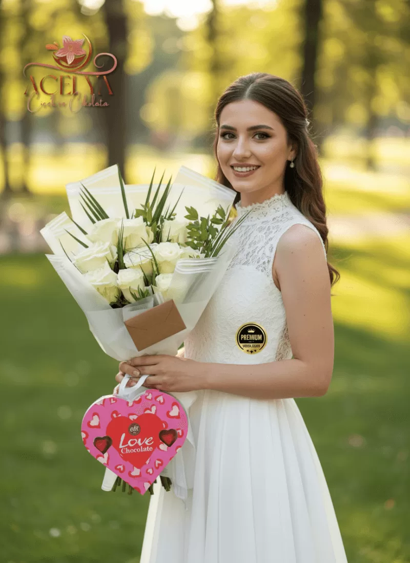 Beyaz Aşk Gülleri – Premium Buket