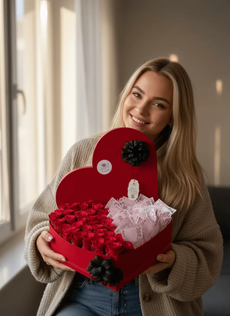 Ayıcıklı Beyaz Gül Kutusu (Romantik Seri)