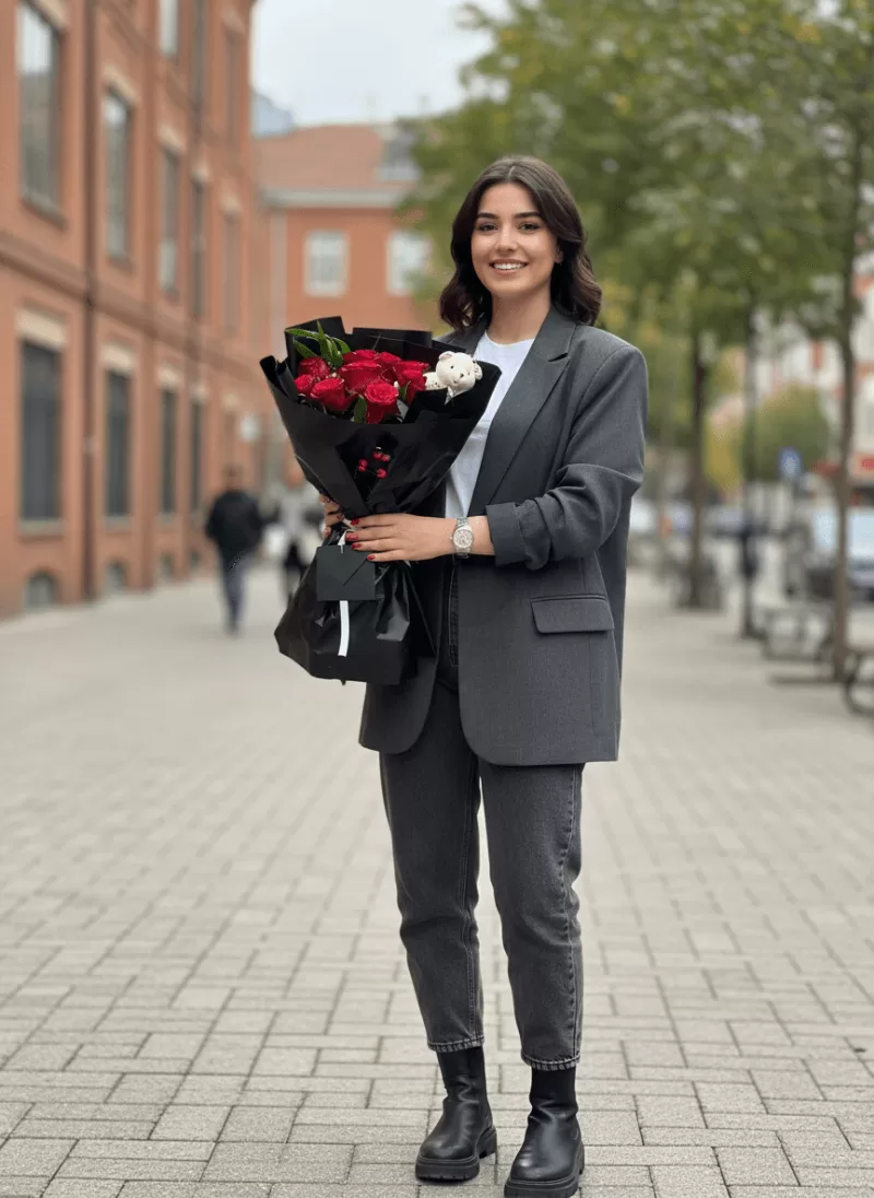 10 Gül Ayıcık Buketi