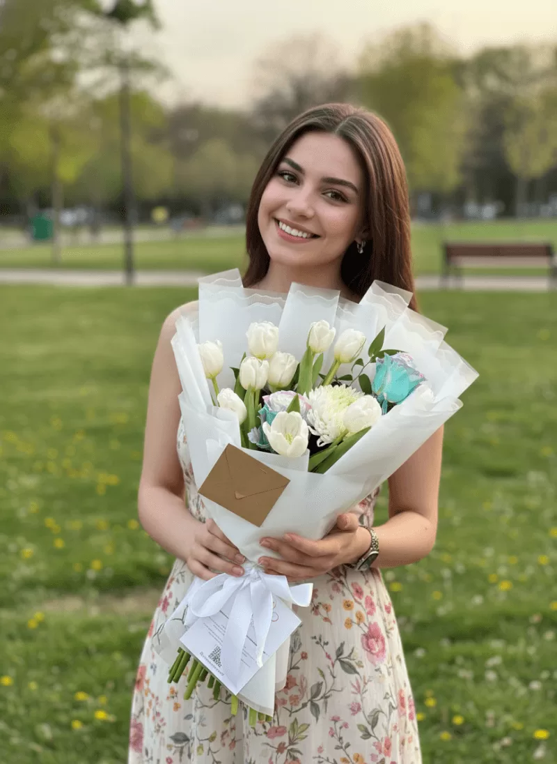 Beyaz Lale Saflık Buketi