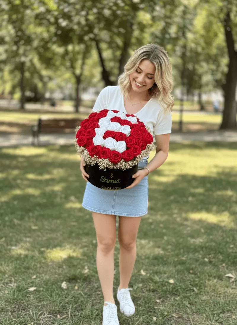 Baş Harfli Özel Tasarım Gül Kutusu (Kişiye Özel)