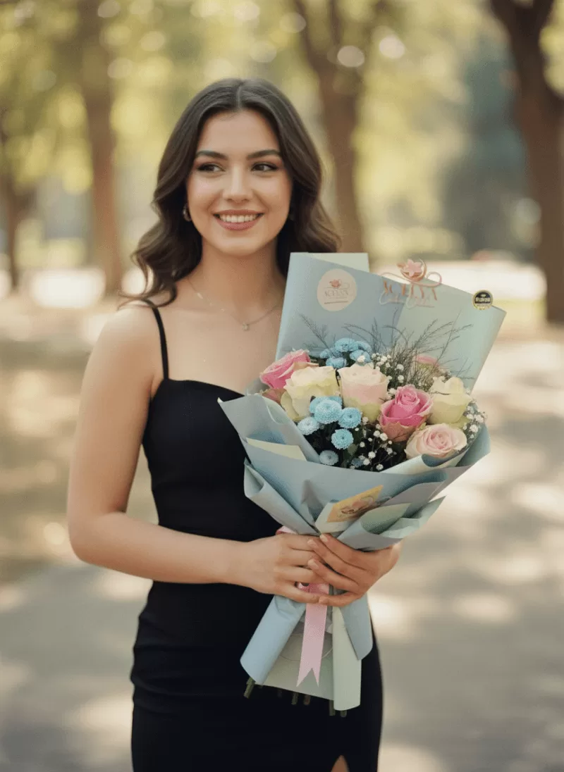 Mint Serisi Romantik Gül Buketi