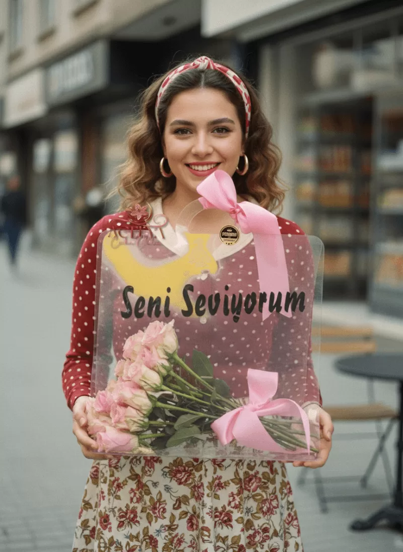 Seni Seviyorum Pleksi Gül Kutusu