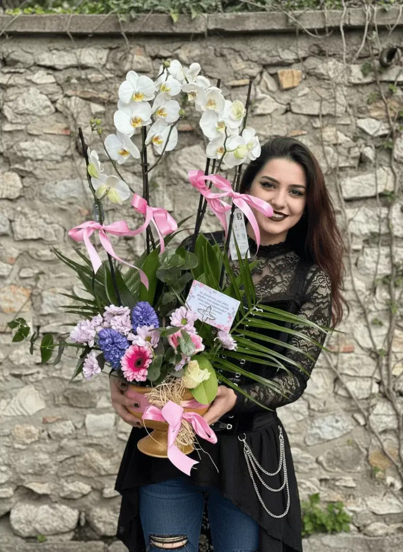 Premium dört Dallı Orkide & Aranjman