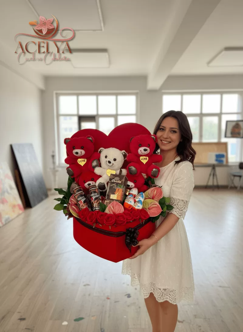 Aşkın Kalbi Dev Ayıcık & Hediye Kutusu