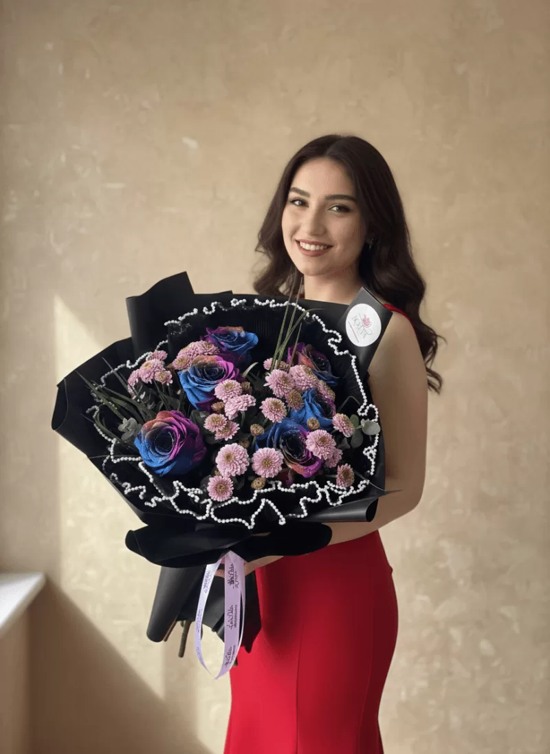 Gece Işıltısı Mor Gül Özel Tasarım Buket