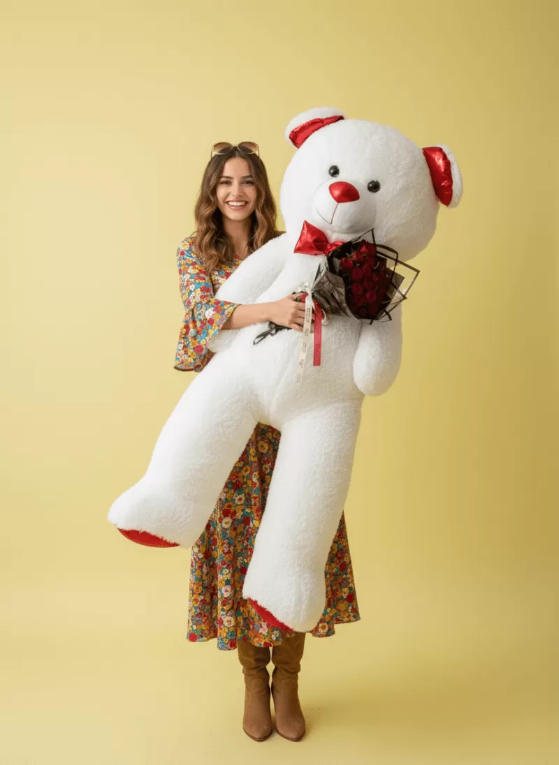 Dev Aşk Ayıcığı & Gül Buketi