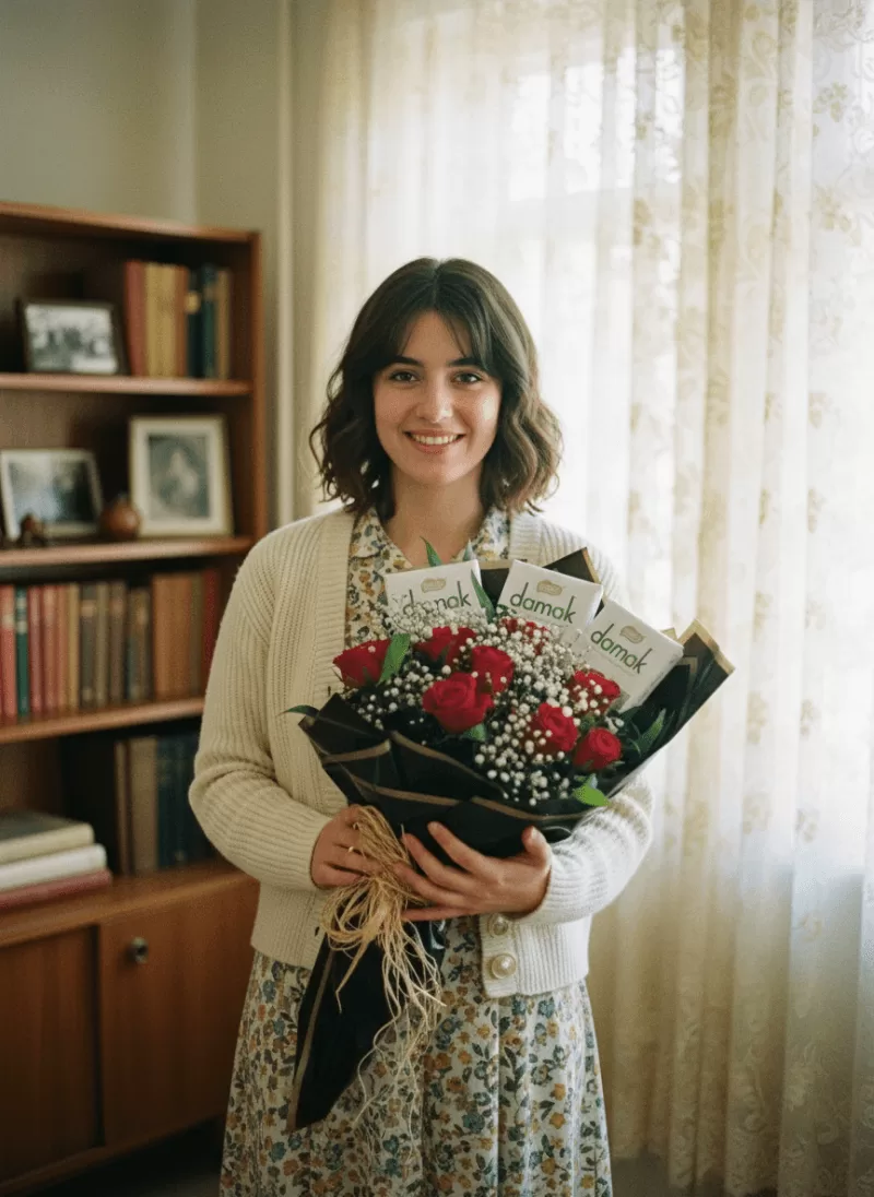 Çikolatalı Kırmızı Gül Buketi