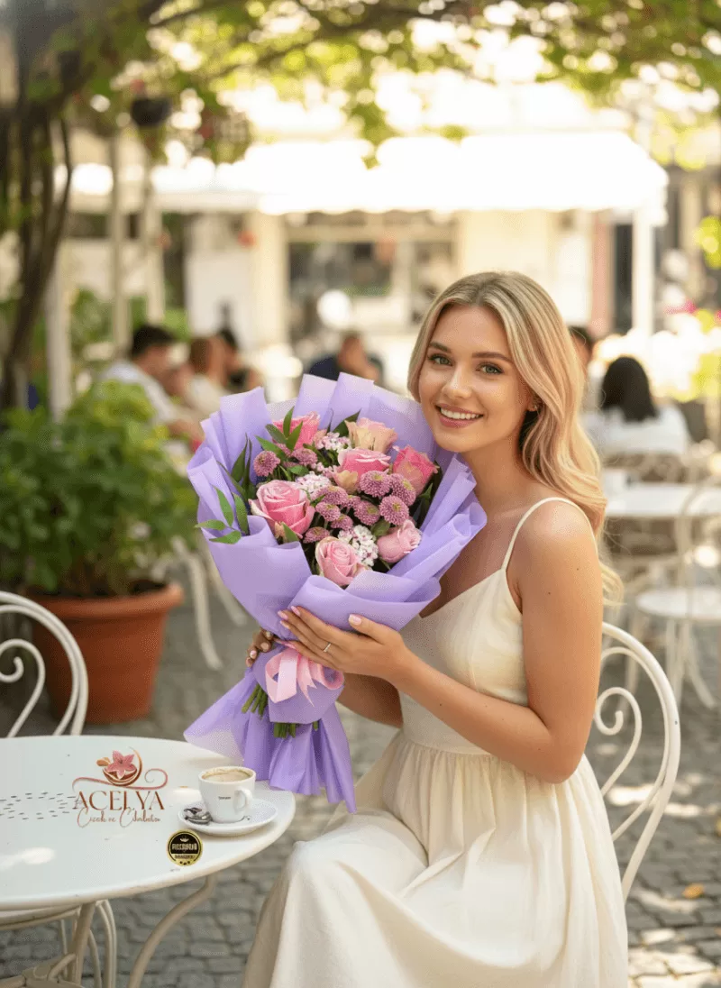 Mor Tonlu Gül Buketi