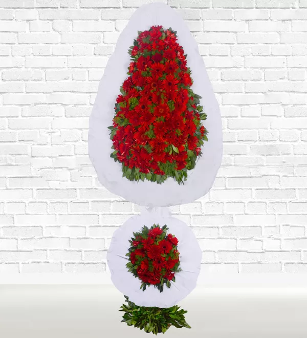 Kırmızı Çift Katlı Ayaklı Sepet Çelenk