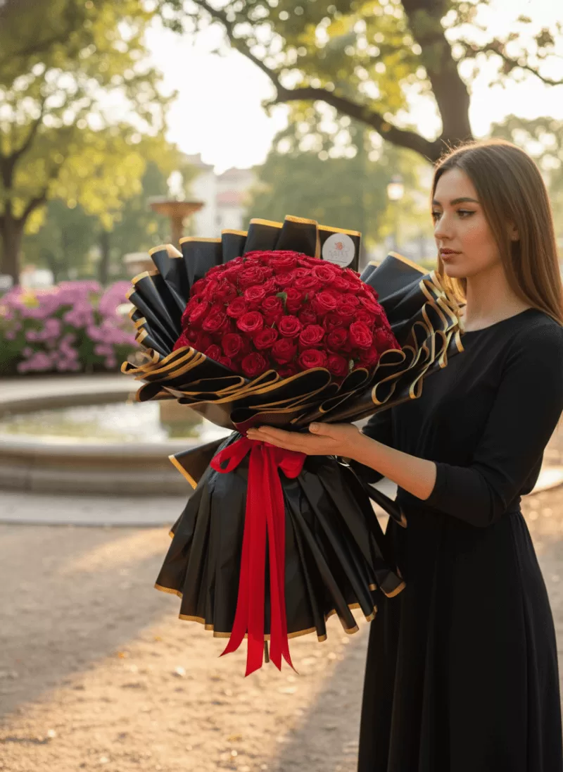 VIP Siyah-Gold 65 Gül Buketi