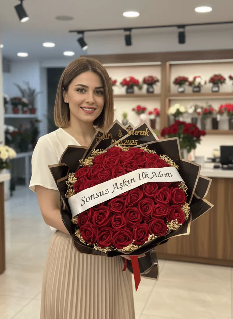 7️⃣ Sonsuz Aşkın İlk Adımı – Kişiye Özel Gül Buketi