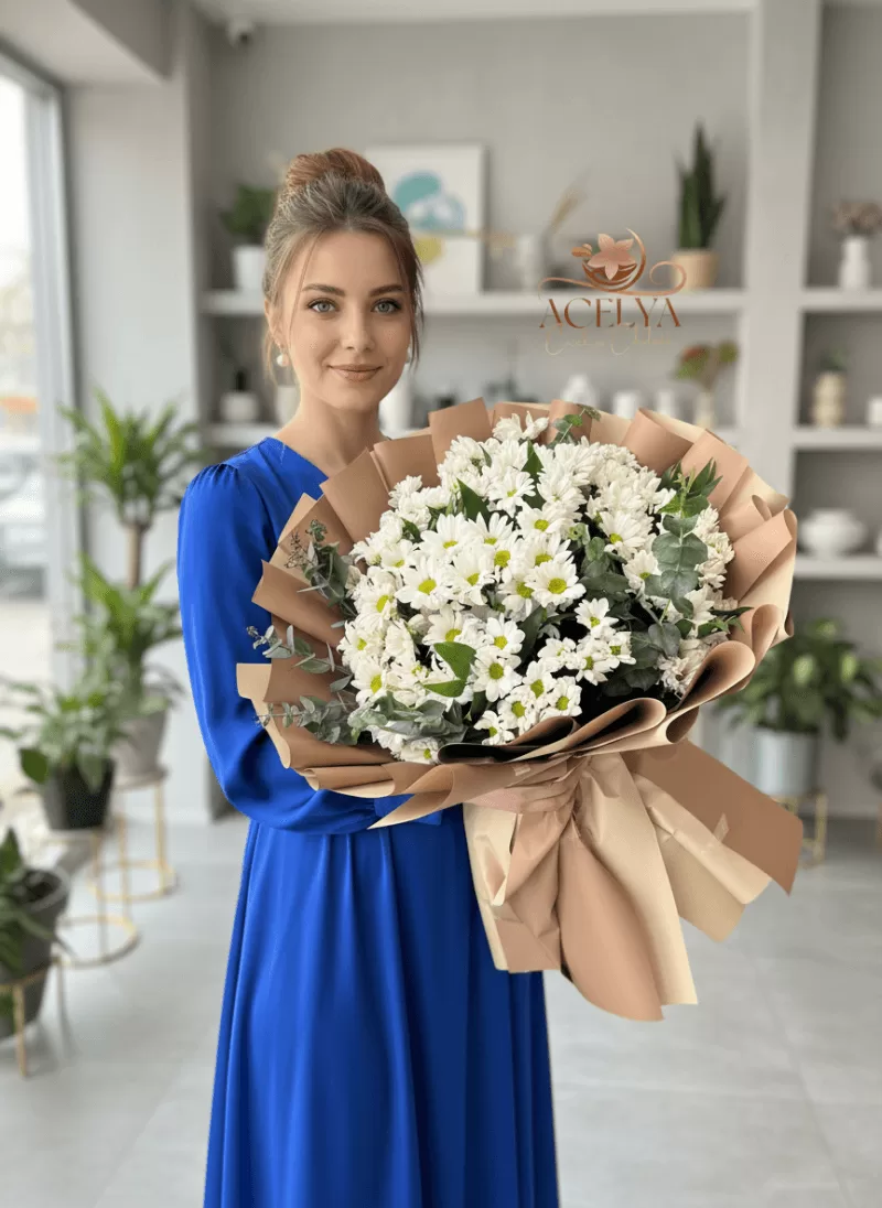 Kırık Beyaz Daisy Garden Buket