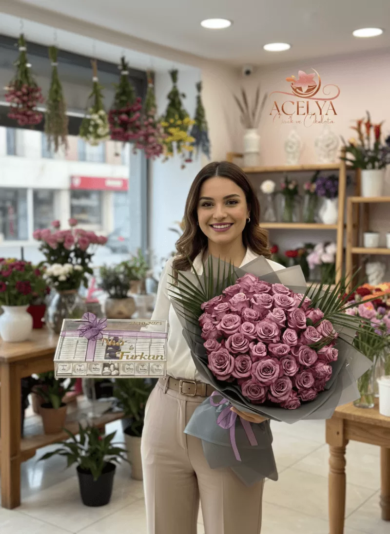 Leyla & Mecnun – Lila Güller Çikolata Seti