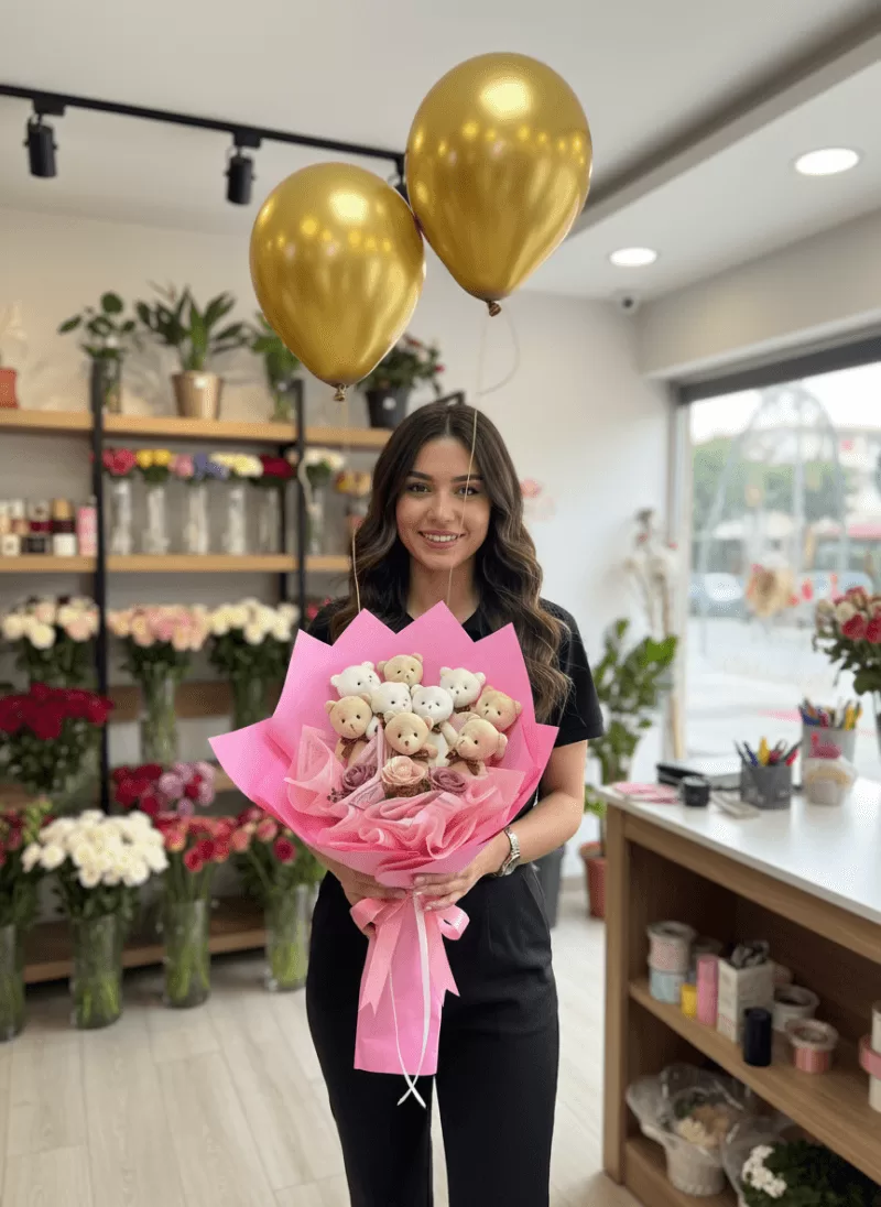 Gold Teddy Party – Ayıcıklı Balon Buketi