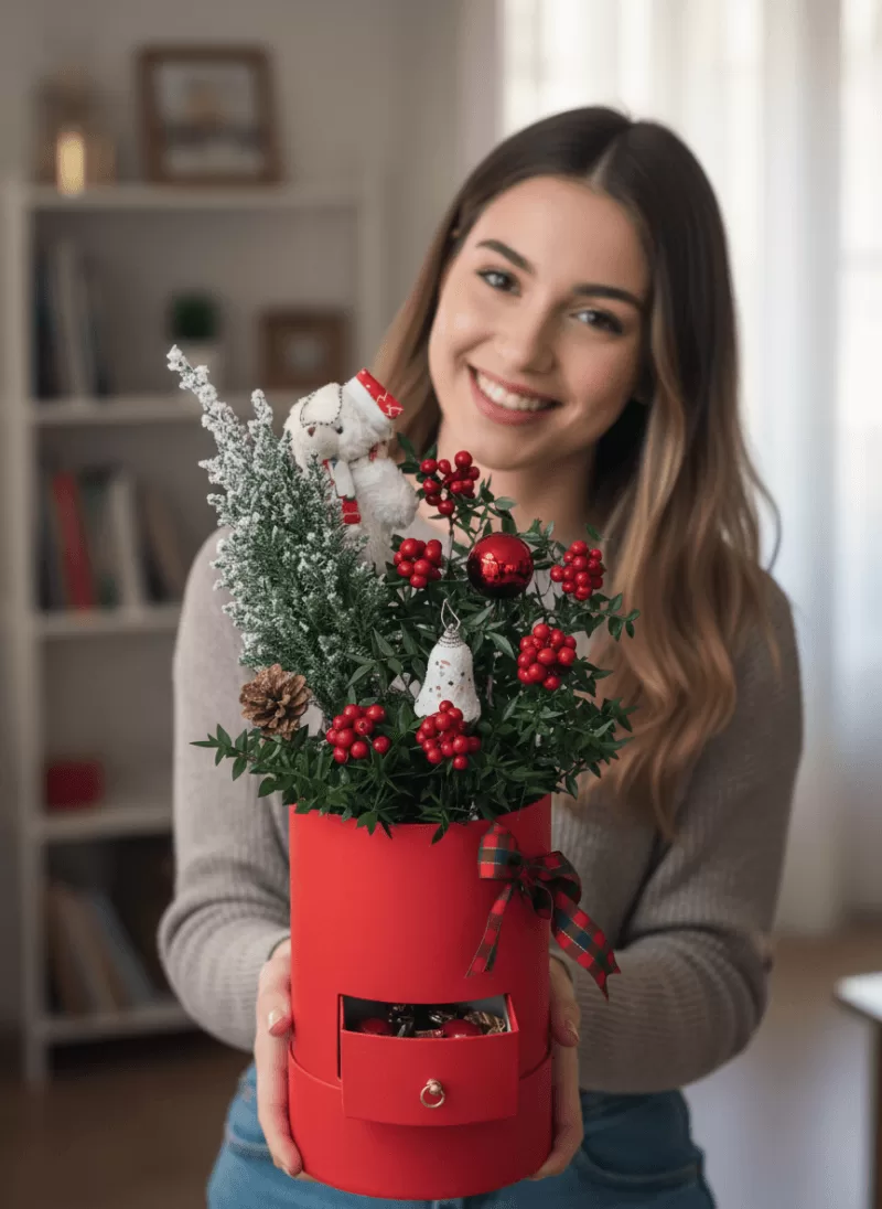 Santa Box Teddy Aranjmanı Kokina