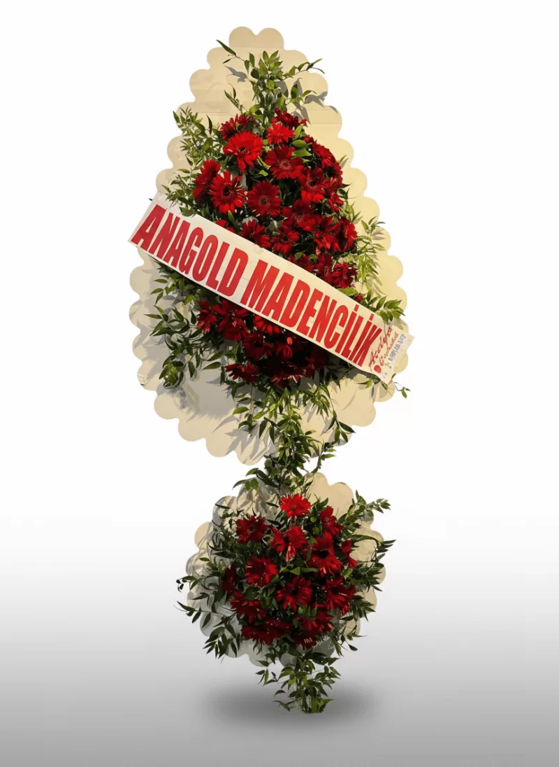 Çift Katlı Özel Tasarım Açılış Çelengi – Kırmızı Gerbera Canlı