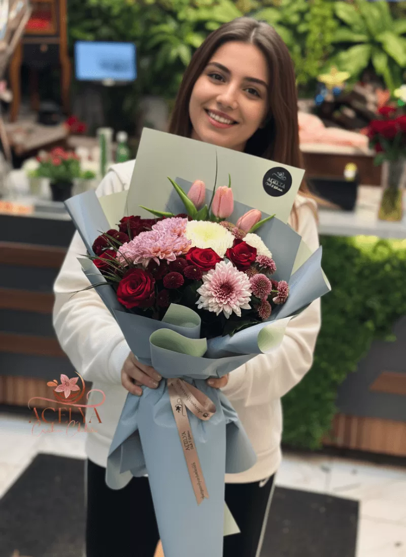 Pastel Bahar Karışık Çiçek Buketi