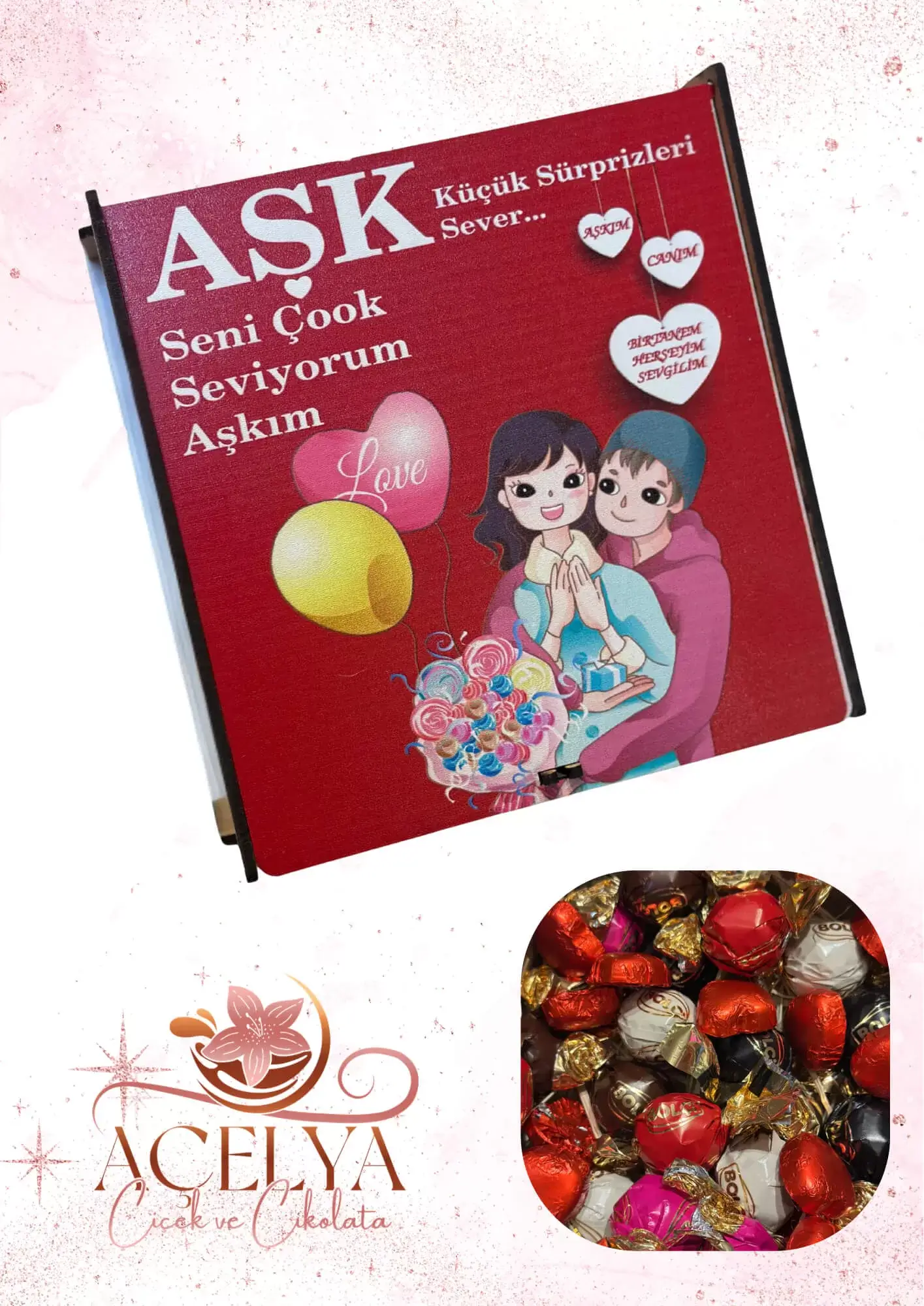 Aşk Seni Çok Seviyorum – Sürpriz Kalpli Çikolata Kutusu