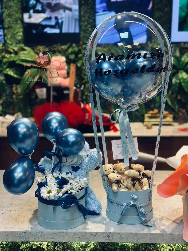 Aramıza Hoş Geldin Mavi Ayıcık Balon Kutusu
