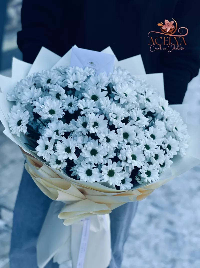 Beyaz Papatya Buketi (Zarif Seri)