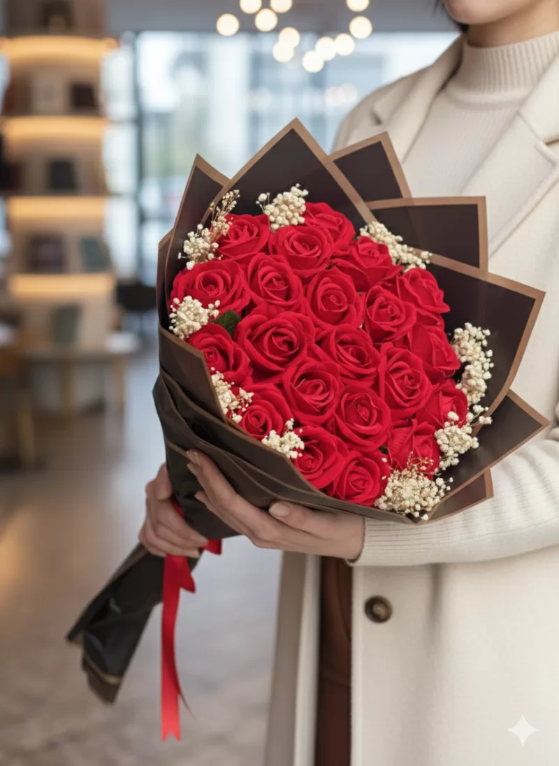 Asalet Serisi Kırmızı Gül Buketi Yapay