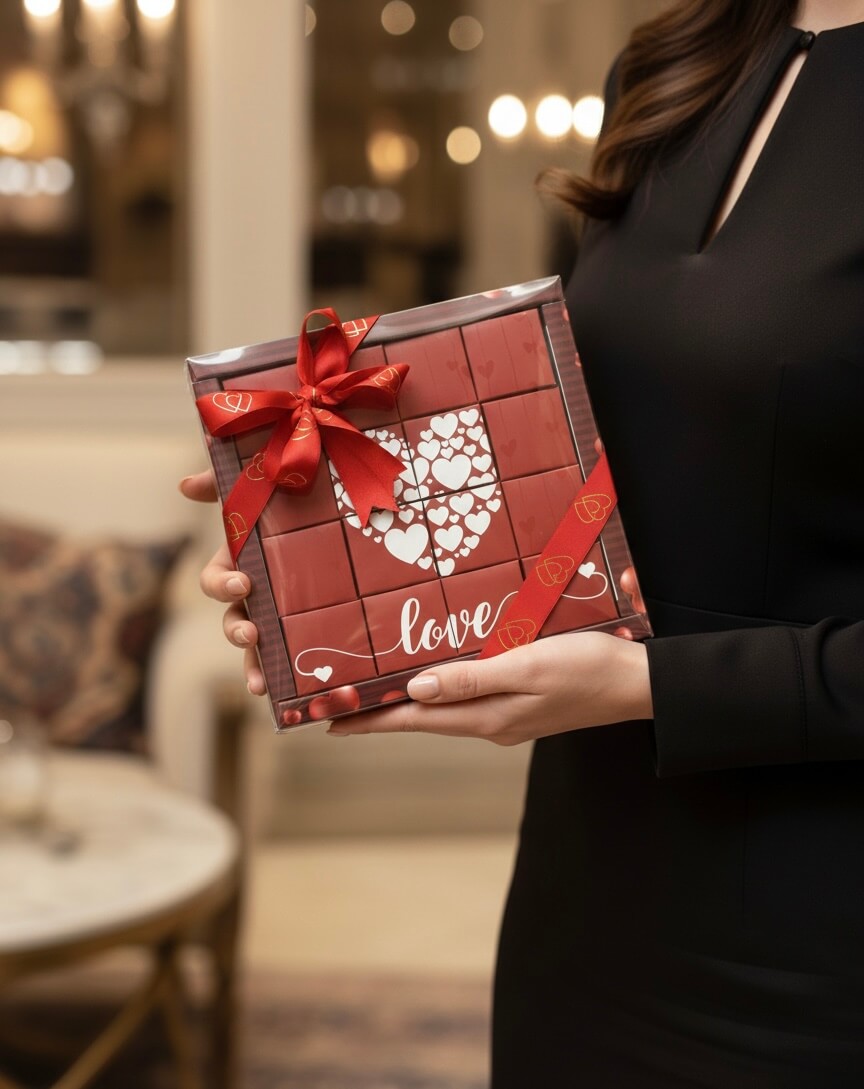 Love Serisi Premium Kare Çikolata Kutusu